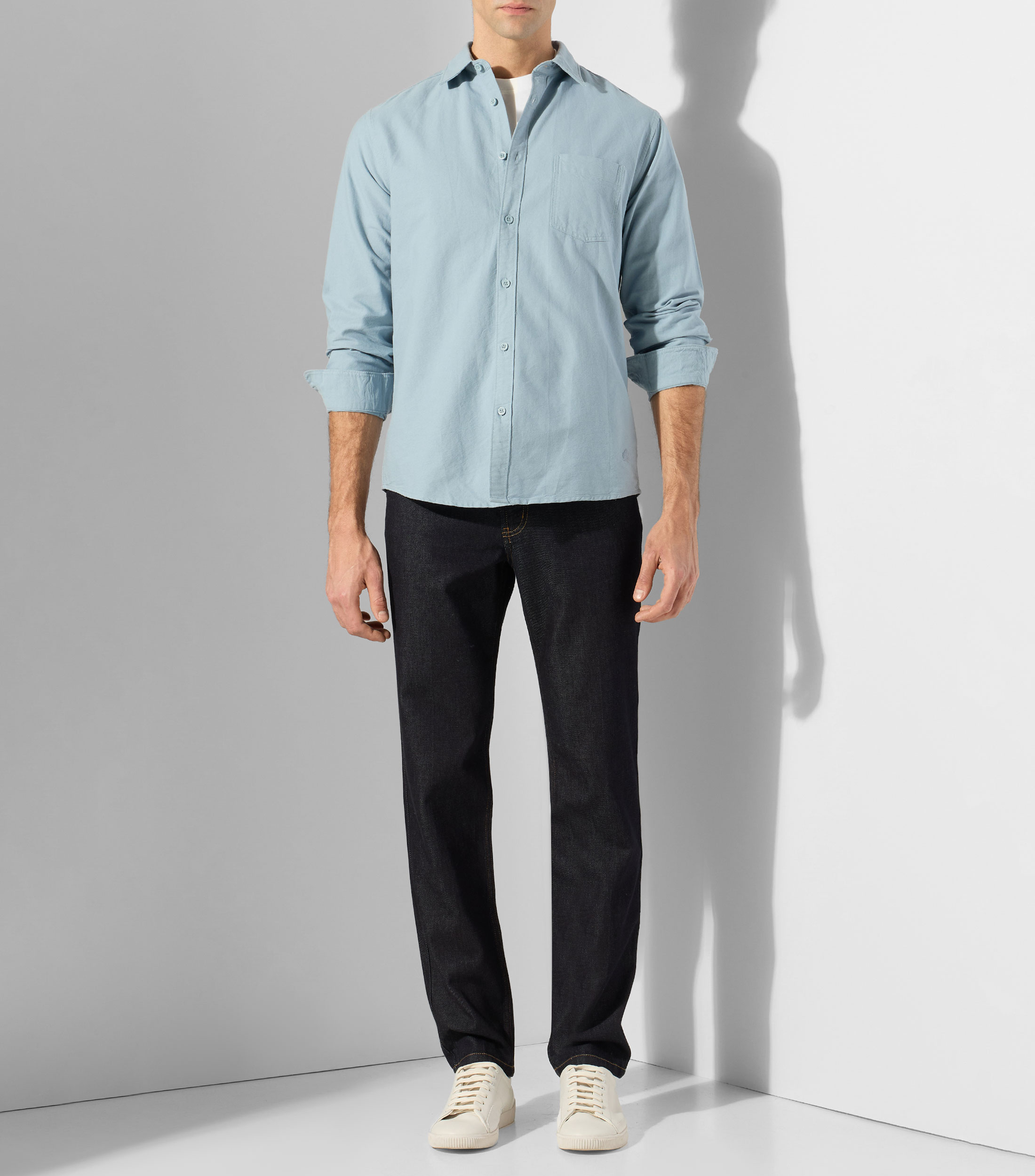 Camisa lisa con manga larga Hombre